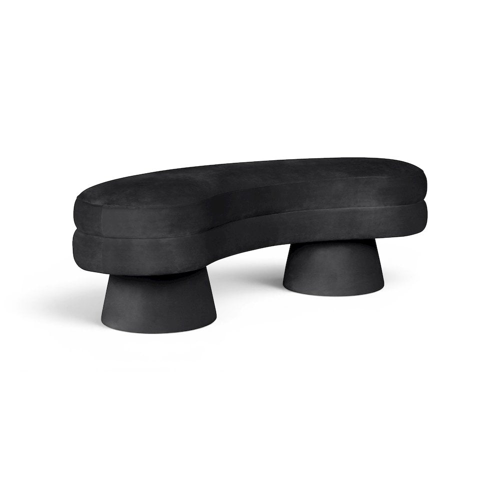 Zenna Black Velvet Upholstered Bench