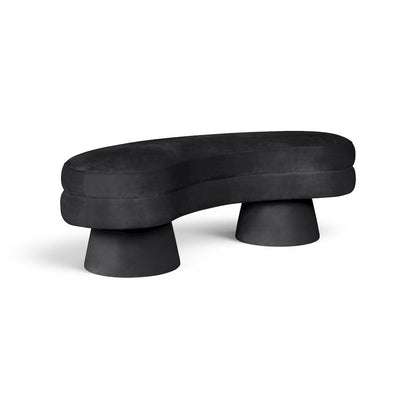 Zenna Black Velvet Upholstered Bench