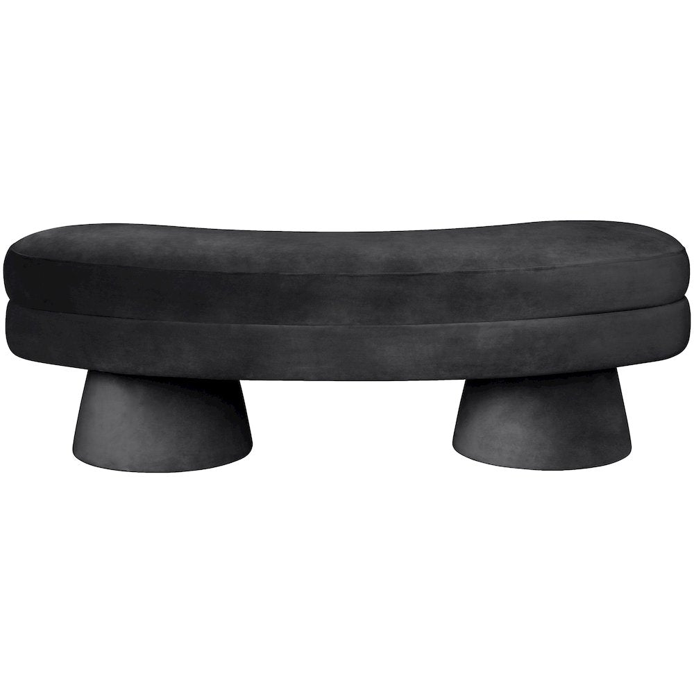 Zenna Black Velvet Upholstered Bench