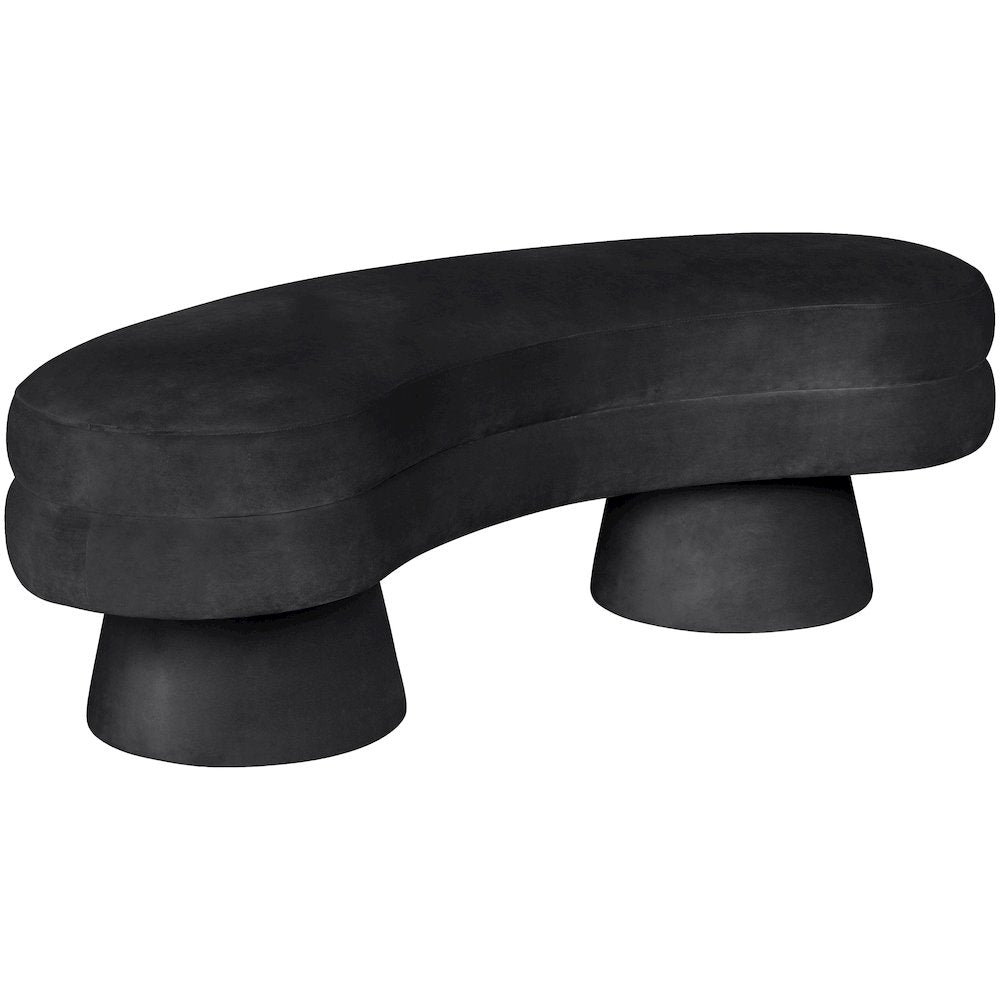Zenna Black Velvet Upholstered Bench