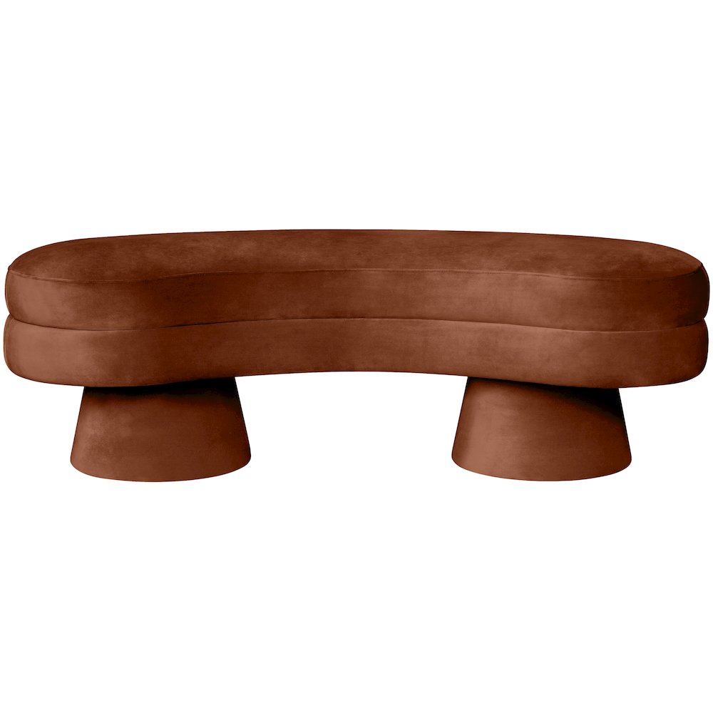 Zenna Cognac Velvet Upholstered Bench