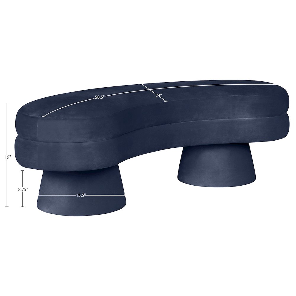 Zenna Navy Velvet Upholstered Bench