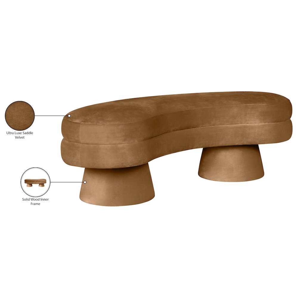 Zenna Saddle Velvet Upholstered Bench
