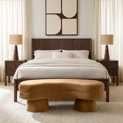 Zenna Saddle Velvet Upholstered Bench