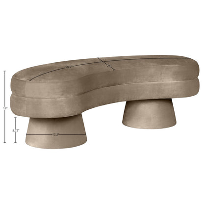 Zenna Taupe Velvet Upholstered Bench