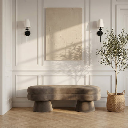 Zenna Taupe Velvet Upholstered Bench