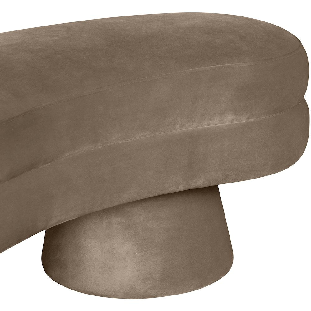 Zenna Taupe Velvet Upholstered Bench