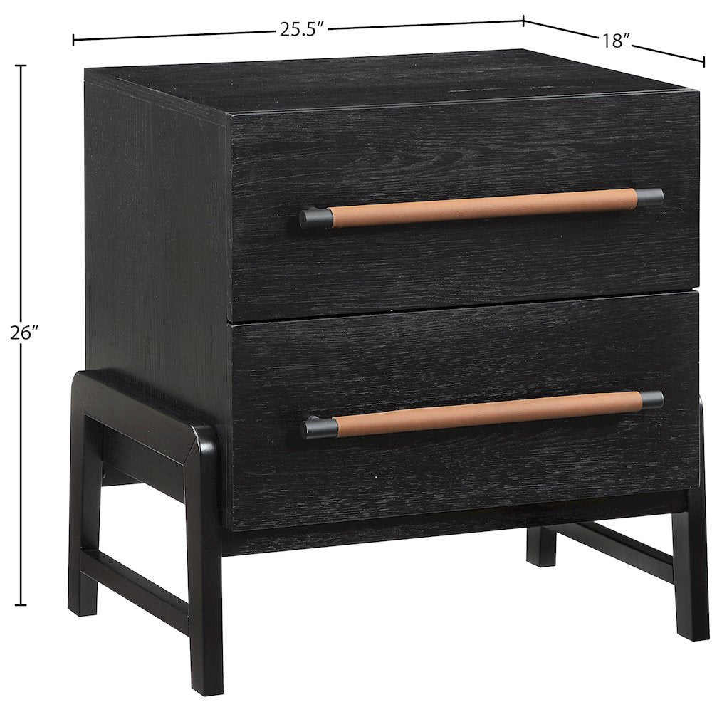 Kaya Black Vegan Leather Night Stand