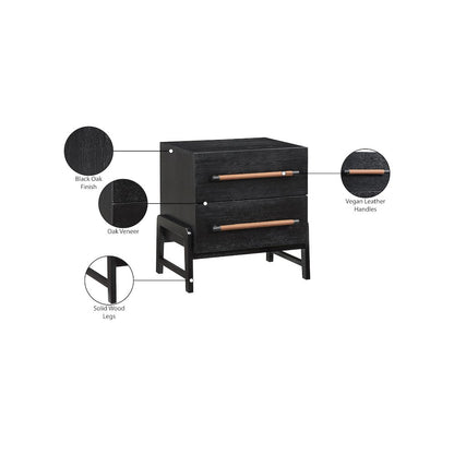 Kaya Black Vegan Leather Night Stand