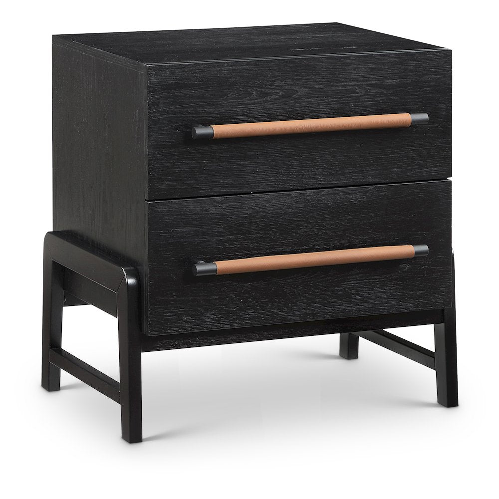 Kaya Black Vegan Leather Night Stand