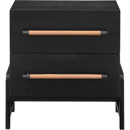 Kaya Black Vegan Leather Night Stand