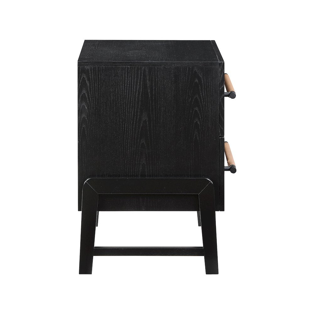Kaya Black Vegan Leather Night Stand