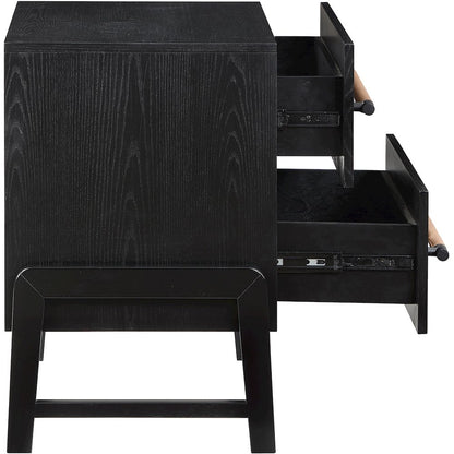 Kaya Black Vegan Leather Night Stand