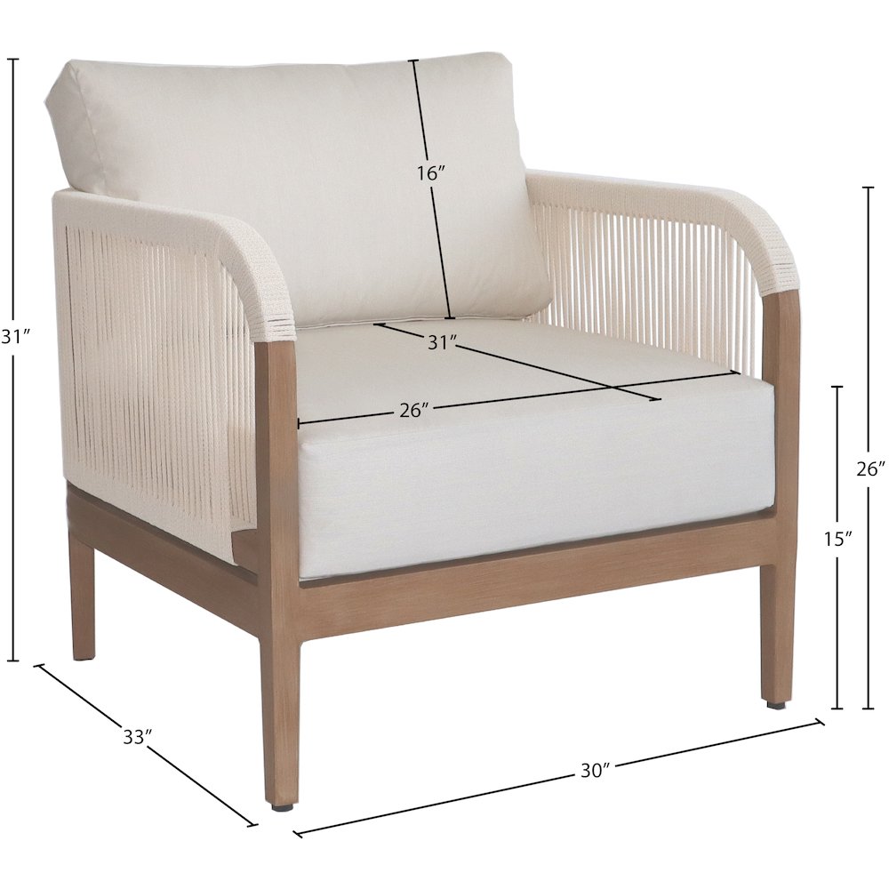 Maui Cream Water Resistant Fabric Outdoor Patio Chair