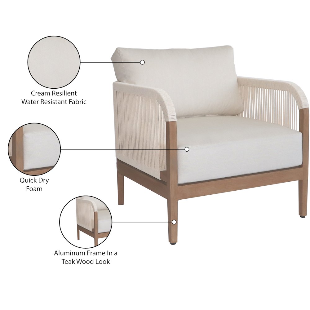 Maui Cream Water Resistant Fabric Outdoor Patio Chair