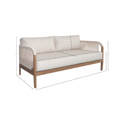 Maui Cream Water Resistant Fabric Outdoor Patio Loveseat