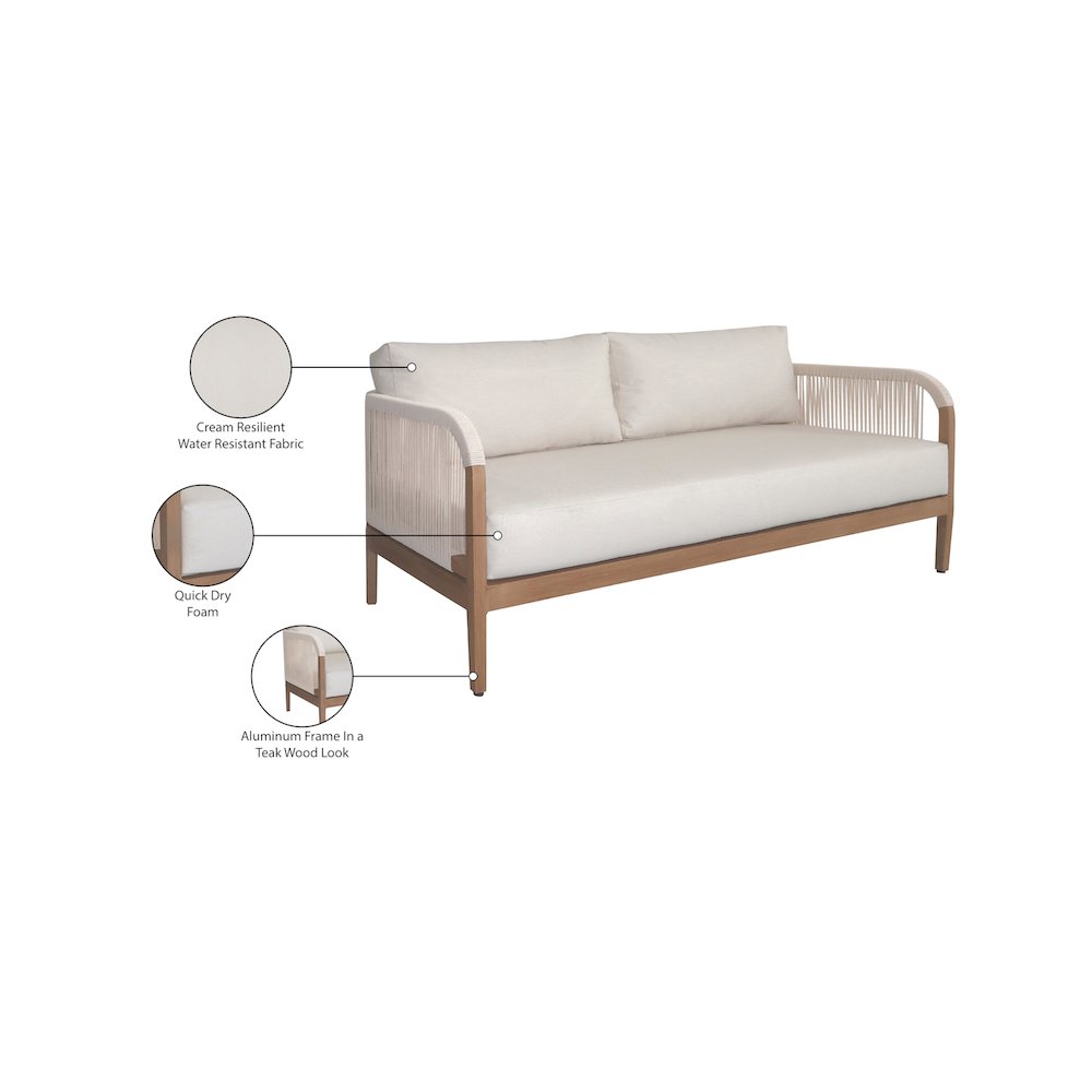 Maui Cream Water Resistant Fabric Outdoor Patio Loveseat