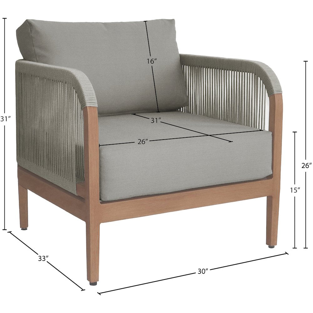 Maui Grey Water Resistant Fabric Outdoor Patio Chair