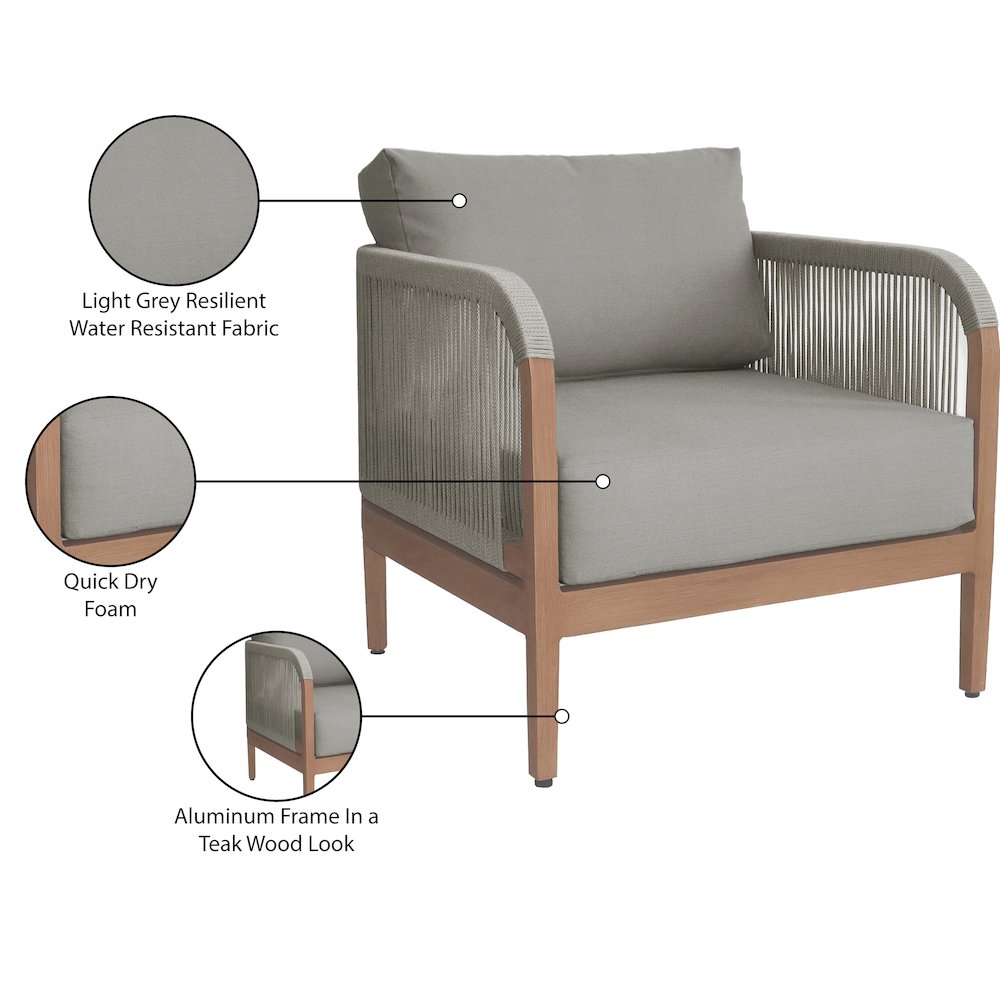 Maui Grey Water Resistant Fabric Outdoor Patio Chair
