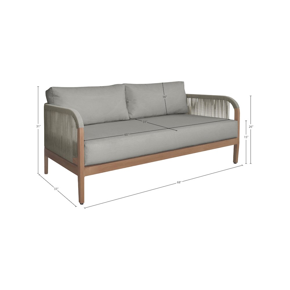 Maui Grey Water Resistant Fabric Outdoor Patio Loveseat
