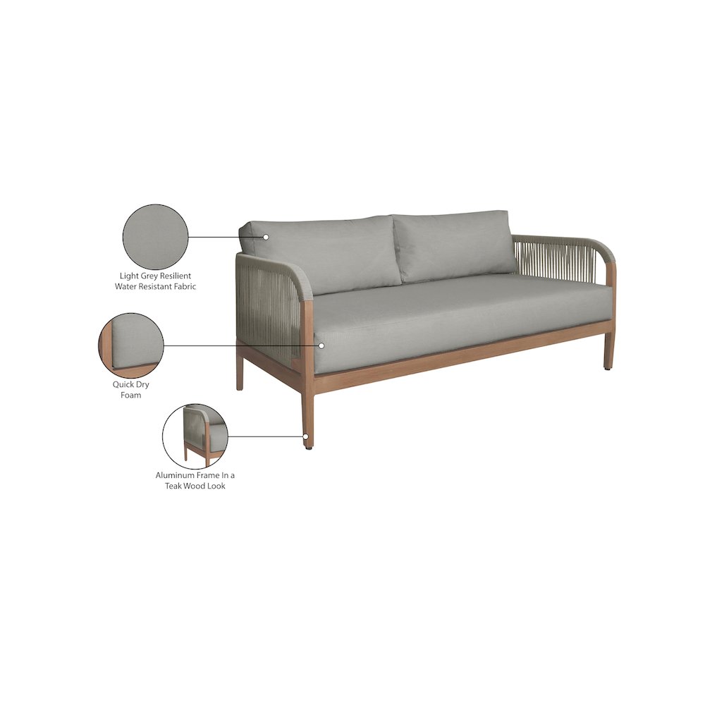Maui Grey Water Resistant Fabric Outdoor Patio Loveseat