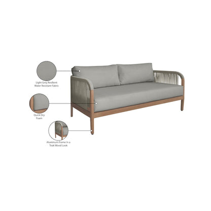 Maui Grey Water Resistant Fabric Outdoor Patio Loveseat