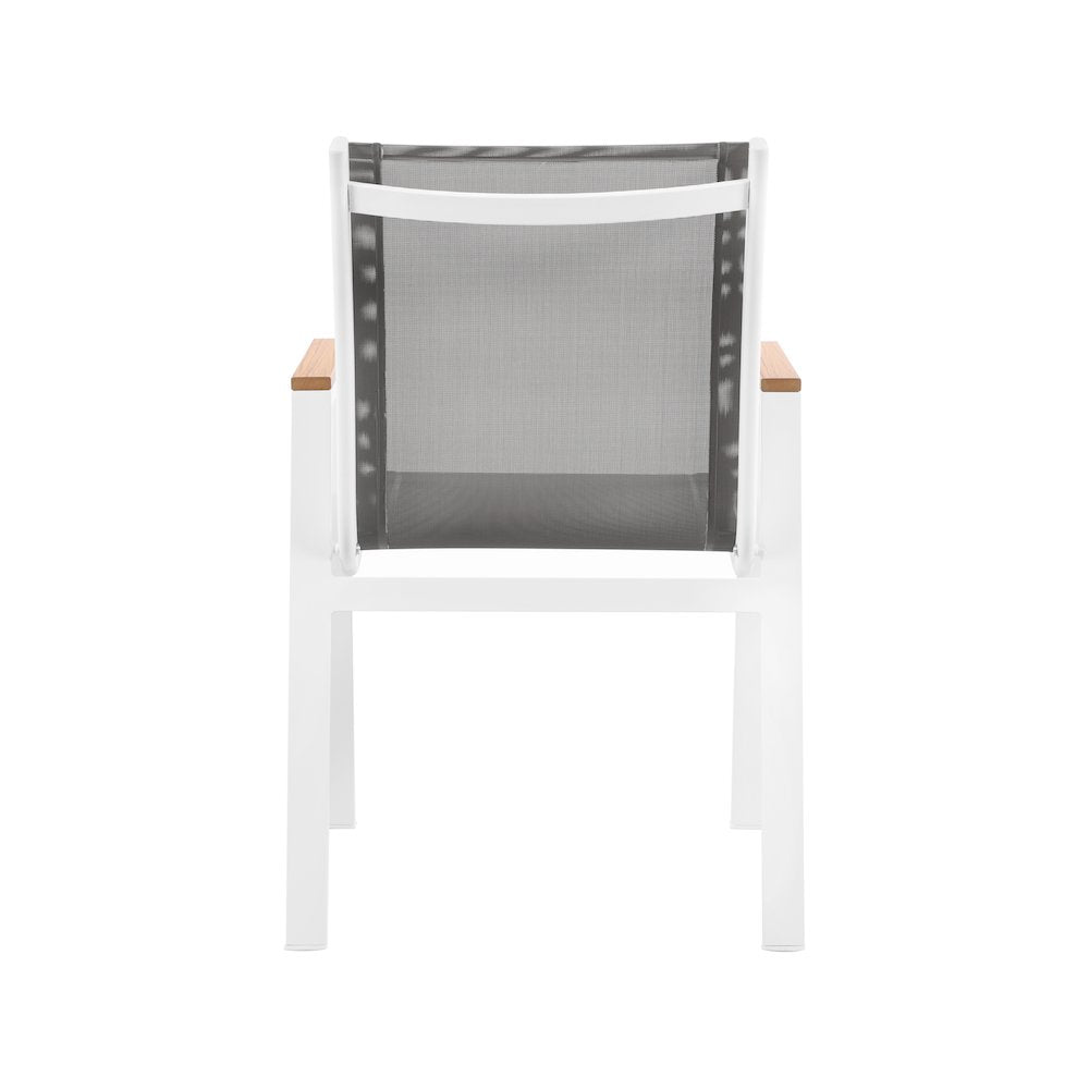 Nizuc Grey Mesh Water Resistant Fabric Outdoor Patio Dining Arm Chair, Set of 2