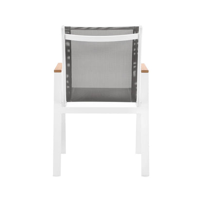 Nizuc Grey Mesh Water Resistant Fabric Outdoor Patio Dining Arm Chair, Set of 2