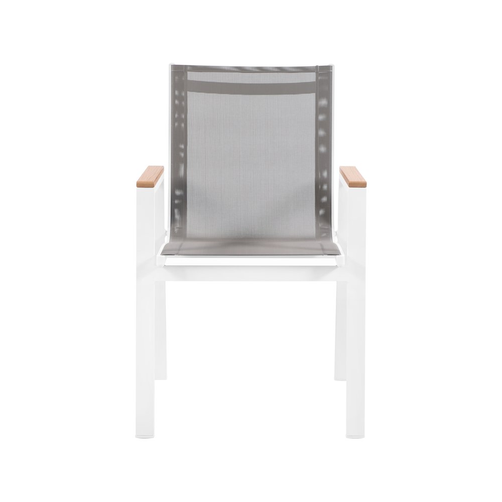 Nizuc Grey Mesh Water Resistant Fabric Outdoor Patio Dining Arm Chair, Set of 2