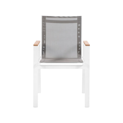 Nizuc Grey Mesh Water Resistant Fabric Outdoor Patio Dining Arm Chair, Set of 2