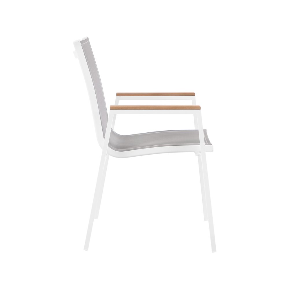 Nizuc Grey Mesh Water Resistant Fabric Outdoor Patio Dining Arm Chair, Set of 2