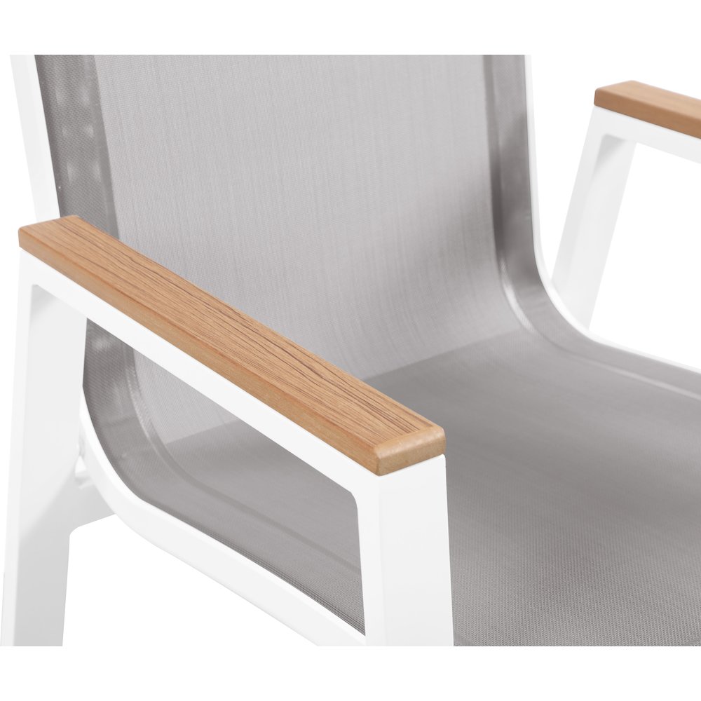 Nizuc Grey Mesh Water Resistant Fabric Outdoor Patio Dining Arm Chair, Set of 2