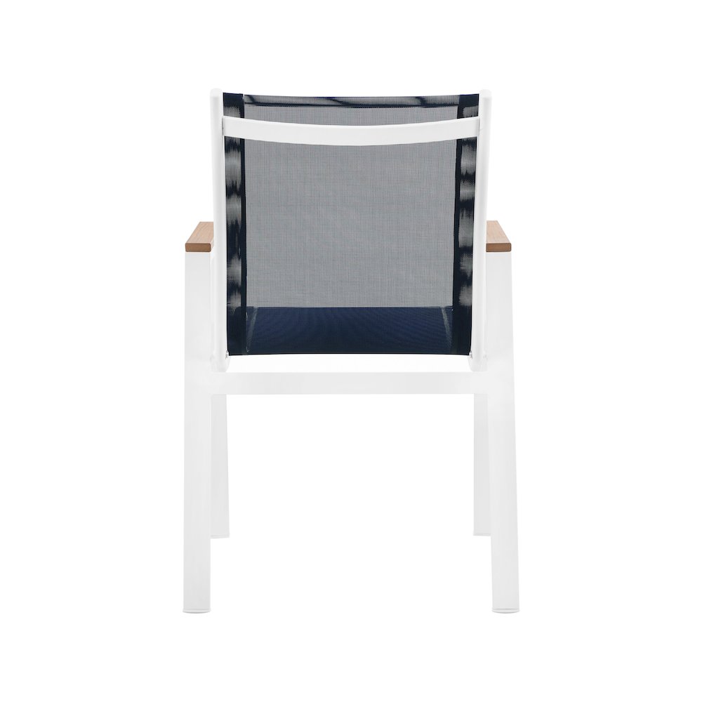 Nizuc Navy Mesh Water Resistant Fabric Outdoor Patio Dining Arm Chair, Set of 2