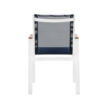 Nizuc Navy Mesh Water Resistant Fabric Outdoor Patio Dining Arm Chair, Set of 2