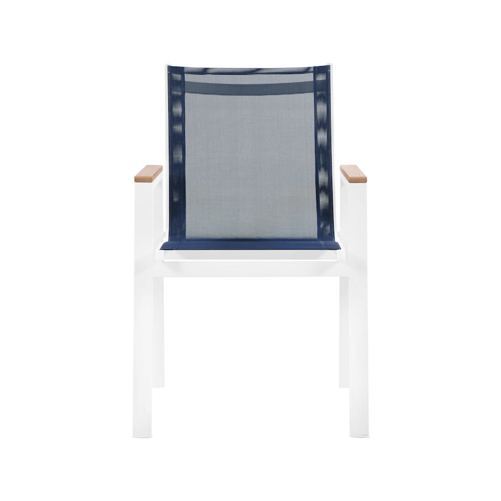 Nizuc Navy Mesh Water Resistant Fabric Outdoor Patio Dining Arm Chair, Set of 2