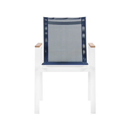 Nizuc Navy Mesh Water Resistant Fabric Outdoor Patio Dining Arm Chair, Set of 2
