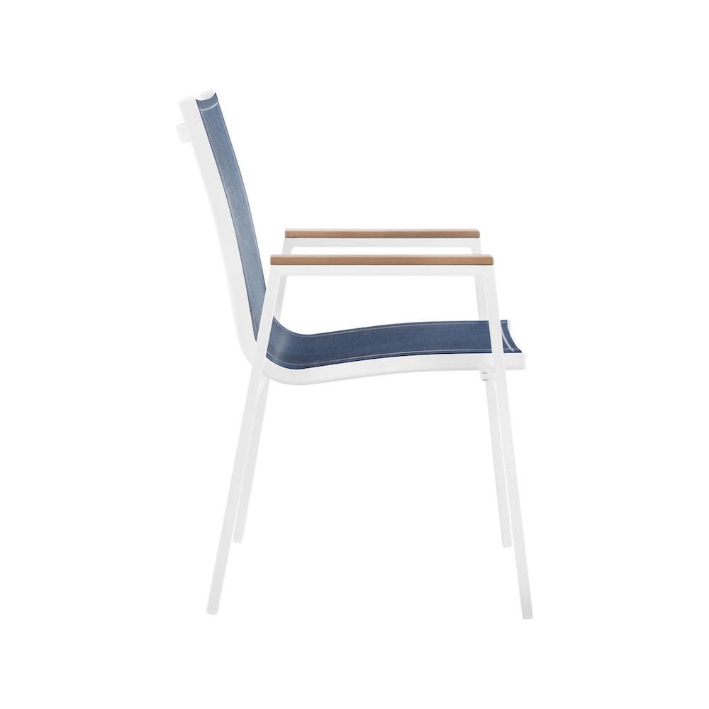 Nizuc Navy Mesh Water Resistant Fabric Outdoor Patio Dining Arm Chair, Set of 2