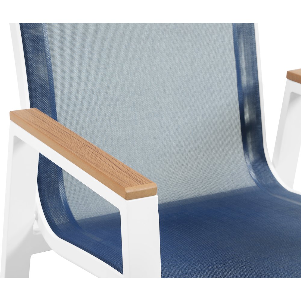 Nizuc Navy Mesh Water Resistant Fabric Outdoor Patio Dining Arm Chair, Set of 2