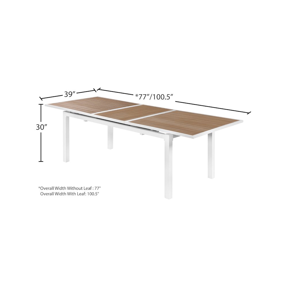 Nizuc Brown Wood Look Accent Paneling Outdoor Patio Dining Table