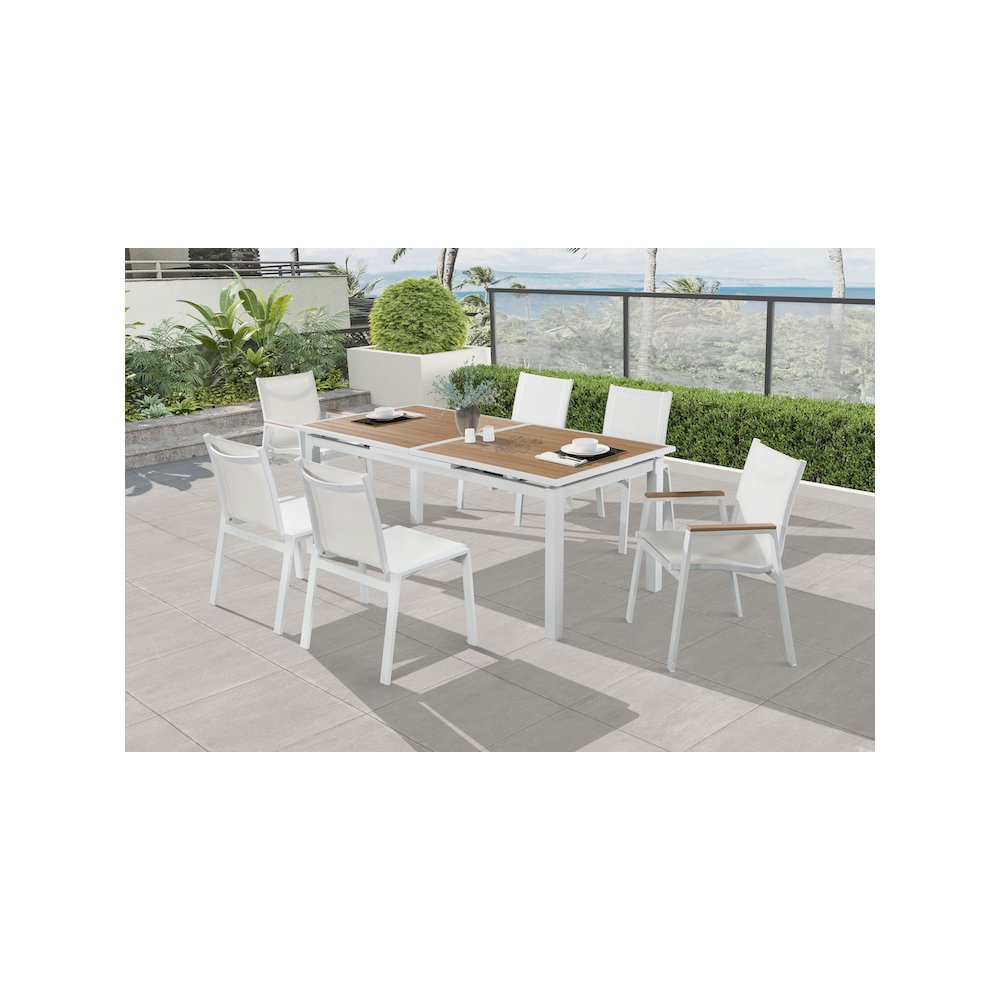 Nizuc Brown Wood Look Accent Paneling Outdoor Patio Dining Table