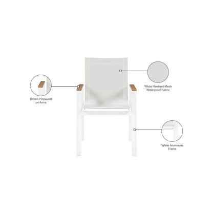 Nizuc White Mesh Water Resistant Fabric Outdoor Patio Dining Arm Chair, Set of 2
