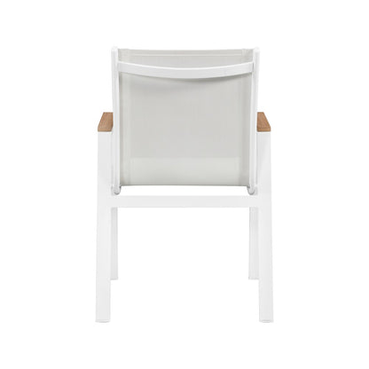 Nizuc White Mesh Water Resistant Fabric Outdoor Patio Dining Arm Chair, Set of 2