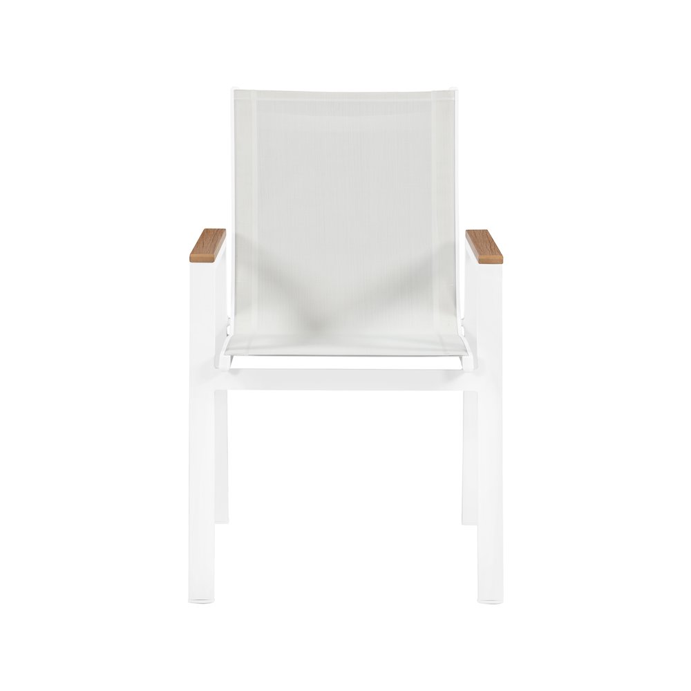 Nizuc White Mesh Water Resistant Fabric Outdoor Patio Dining Arm Chair, Set of 2