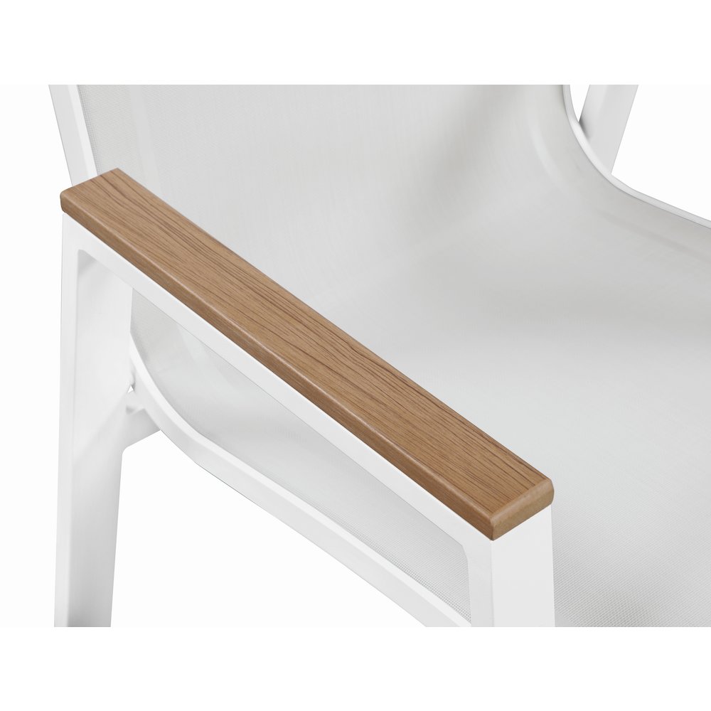 Nizuc White Mesh Water Resistant Fabric Outdoor Patio Dining Arm Chair, Set of 2