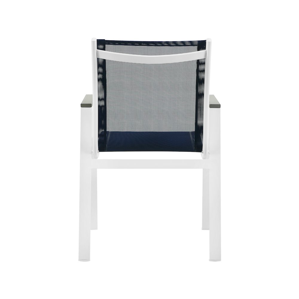 Nizuc Navy Mesh Water Resistant Fabric Outdoor Patio Dining Arm Chair, Set of 2