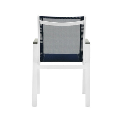 Nizuc Navy Mesh Water Resistant Fabric Outdoor Patio Dining Arm Chair, Set of 2