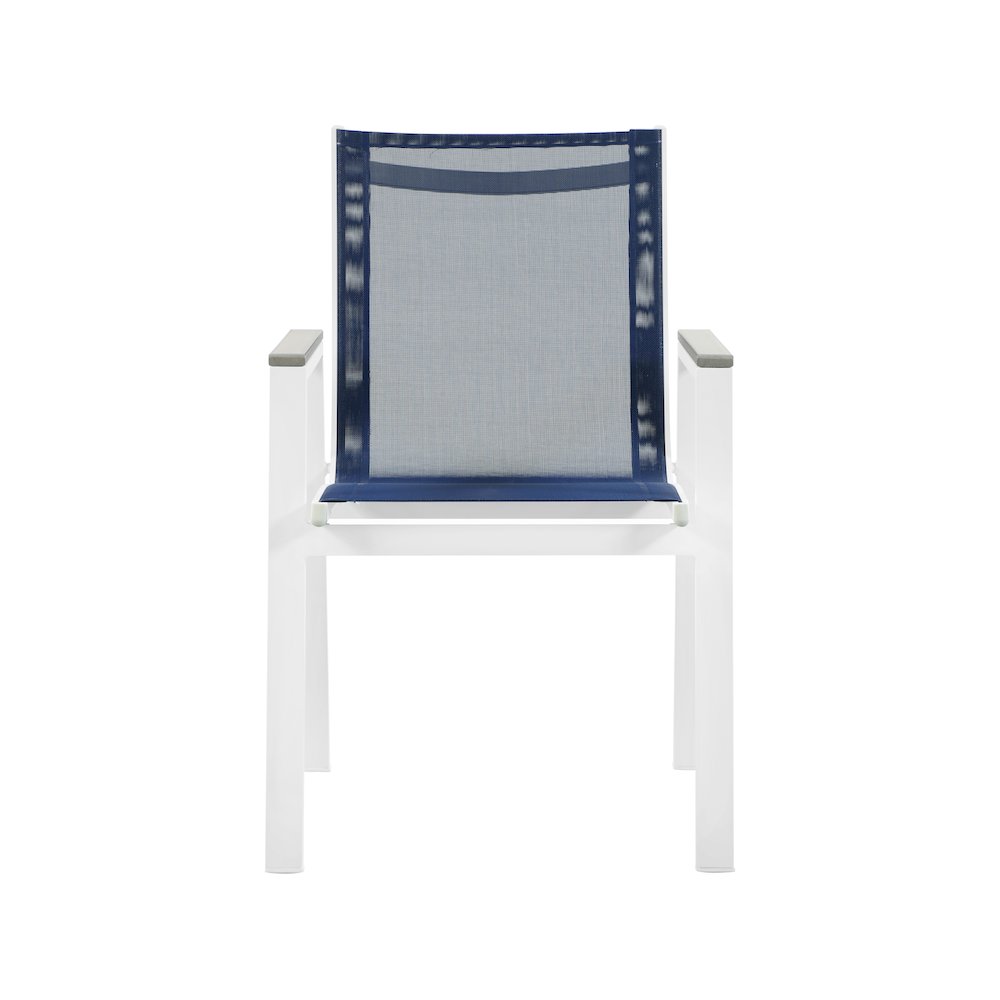 Nizuc Navy Mesh Water Resistant Fabric Outdoor Patio Dining Arm Chair, Set of 2