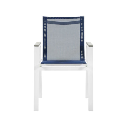 Nizuc Navy Mesh Water Resistant Fabric Outdoor Patio Dining Arm Chair, Set of 2