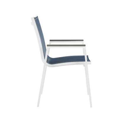 Nizuc Navy Mesh Water Resistant Fabric Outdoor Patio Dining Arm Chair, Set of 2
