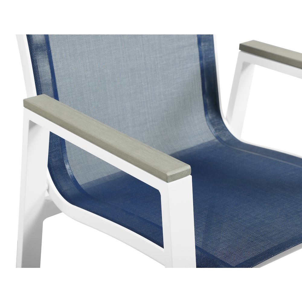 Nizuc Navy Mesh Water Resistant Fabric Outdoor Patio Dining Arm Chair, Set of 2